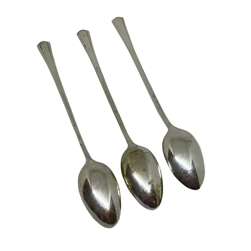 Midcentury Modern 1939 Court Silver Plate 7 5/8” Iced Tea Spoons Set Of Three